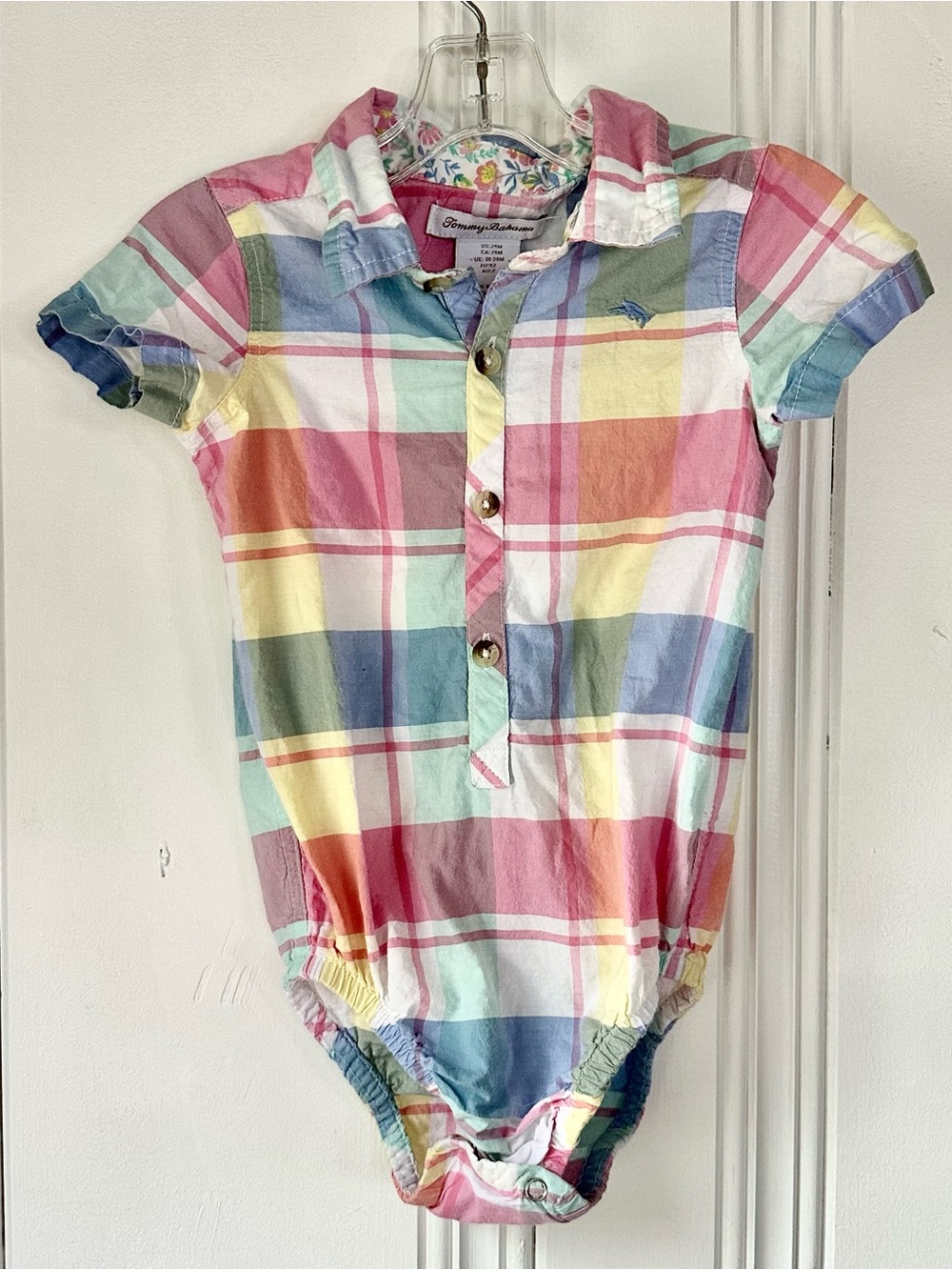 Tommy Bahama Pastel Plaid Button-Up Polo Baby Shirt